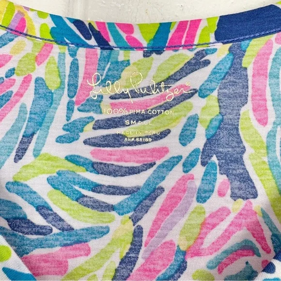 Lilly Pulitzer Palmira Dress Indigo Palm Reader Shift Dress Size Small Blue Pink - Picture 4 of 16